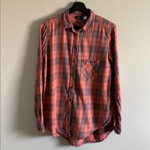 BDG Button Down Pink/Gray Flannel